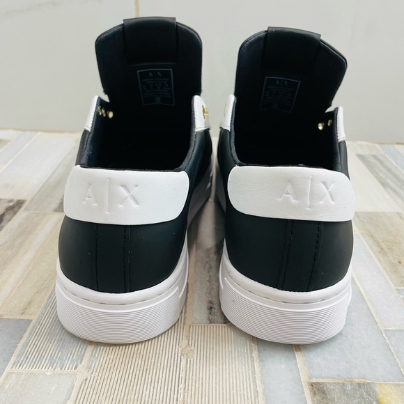 AX Armani Exchange XDX027XCC14 Black and White Sneakers with Gold Accents 7M - Picture 5 of 15